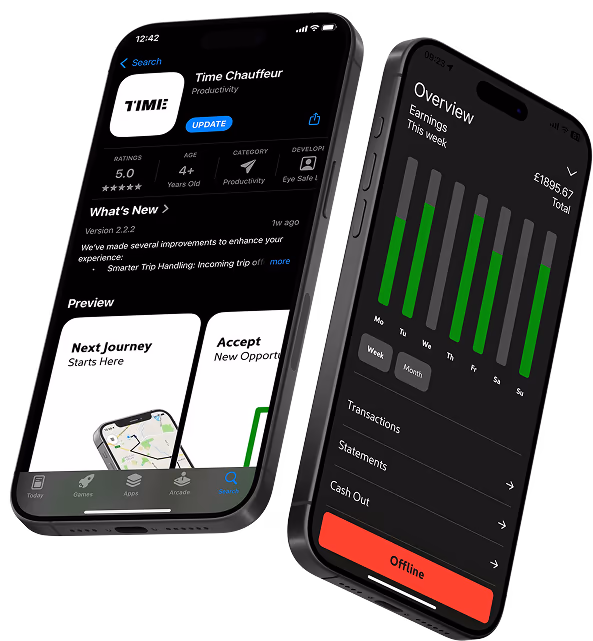 Time Chauffeur app on mobile phones